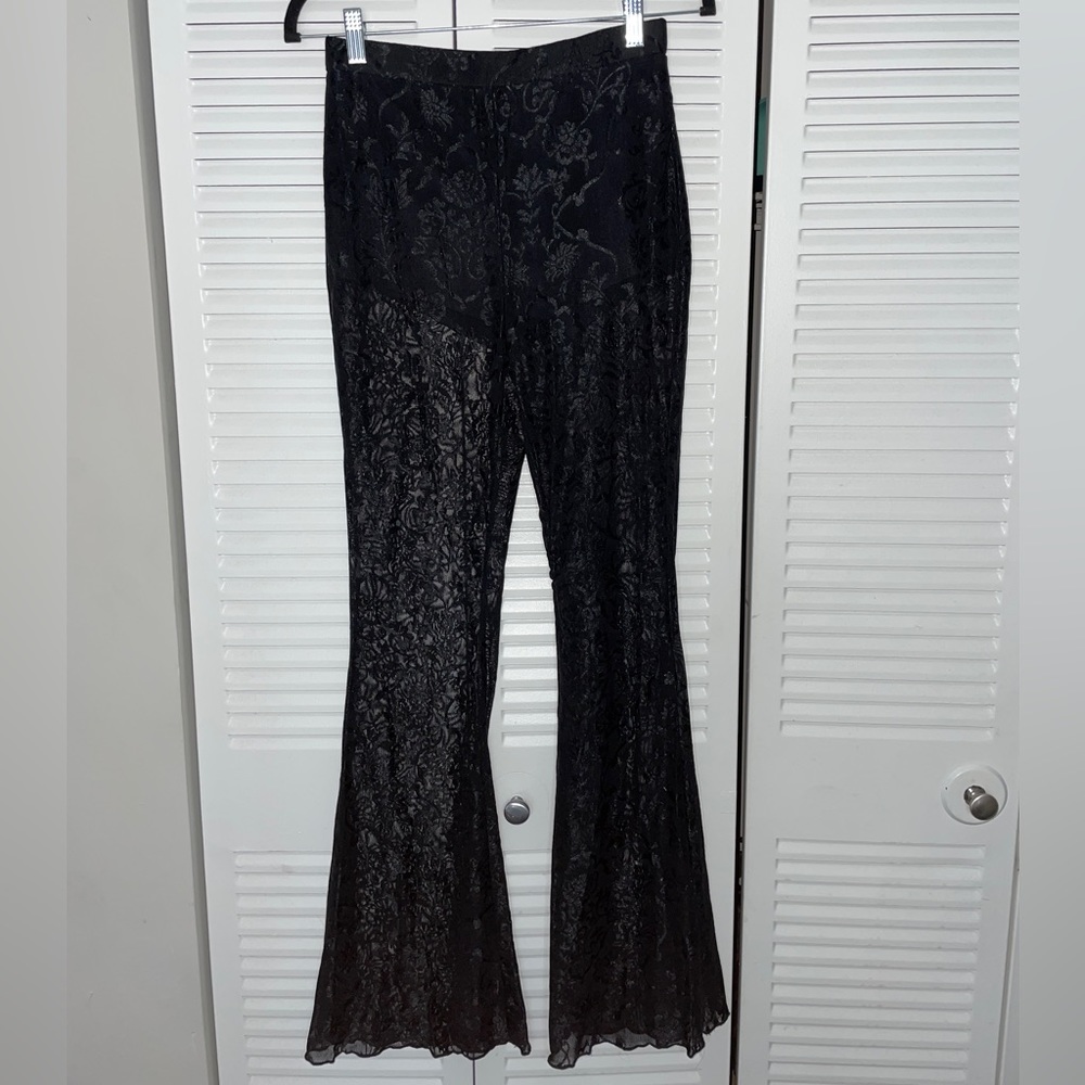 SHEIN- Black Lace Wide Leg Pants- NWT